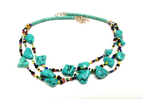 Judy Larson's Summer Fun Necklace - , Beading, Loops, Wire Loop, Wrapped Wire Loop, Beads, seed bead and nugget necklace